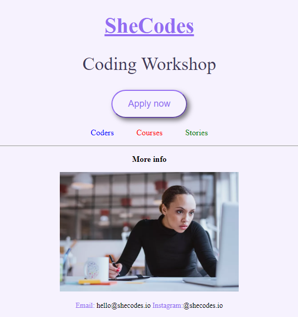 shecodes project preview